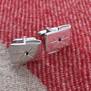 Vintage Estate MCM Cufflinks Silver Starburst Rectangle Mens Accessories